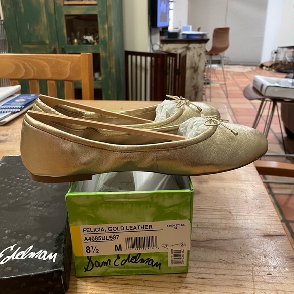 Sam Edelman Felicia Gold Leather Ballet Flats - Picture 5 of 14